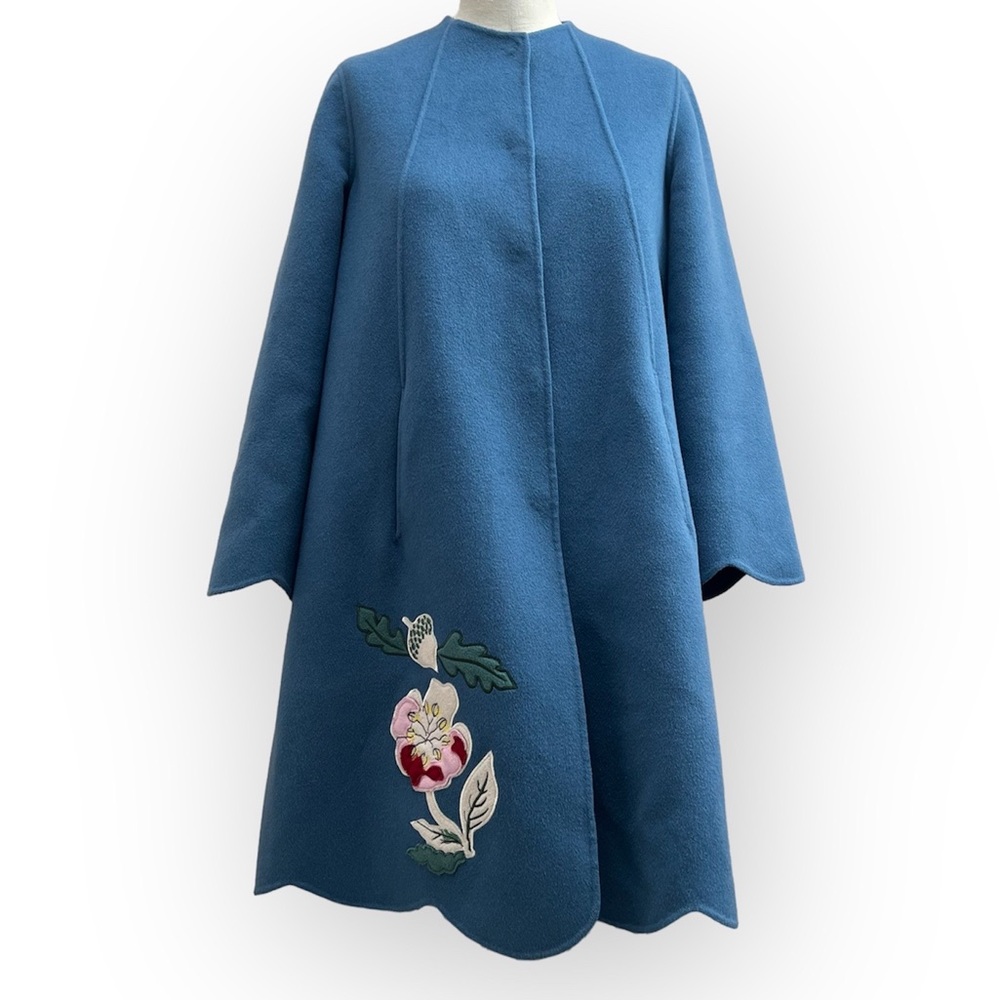 Weekend Max Mara Floral Appliqué Wool Swing Coat
